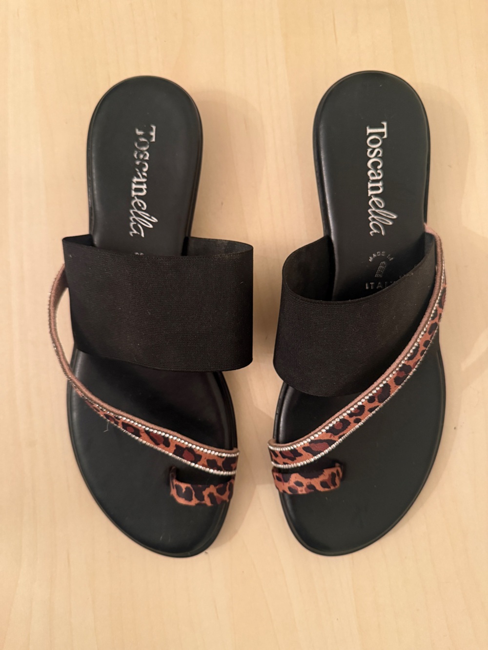 Toscanella black leopard sandals Women’s 10